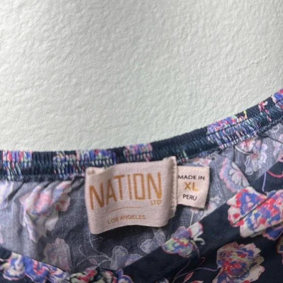 Nation Los Angeles Angel floral blouse top size XL - Picture 7 of 12